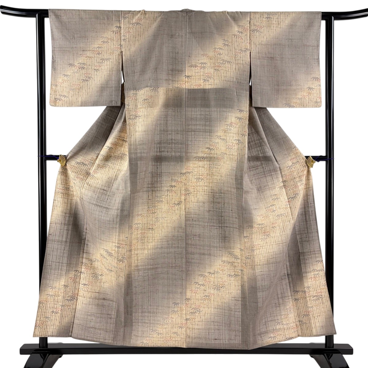 【美品】 訪問着 身丈155.5cm 裄丈62cm S 薄物 夏紬 薄茶色 正絹 名品 【中古】