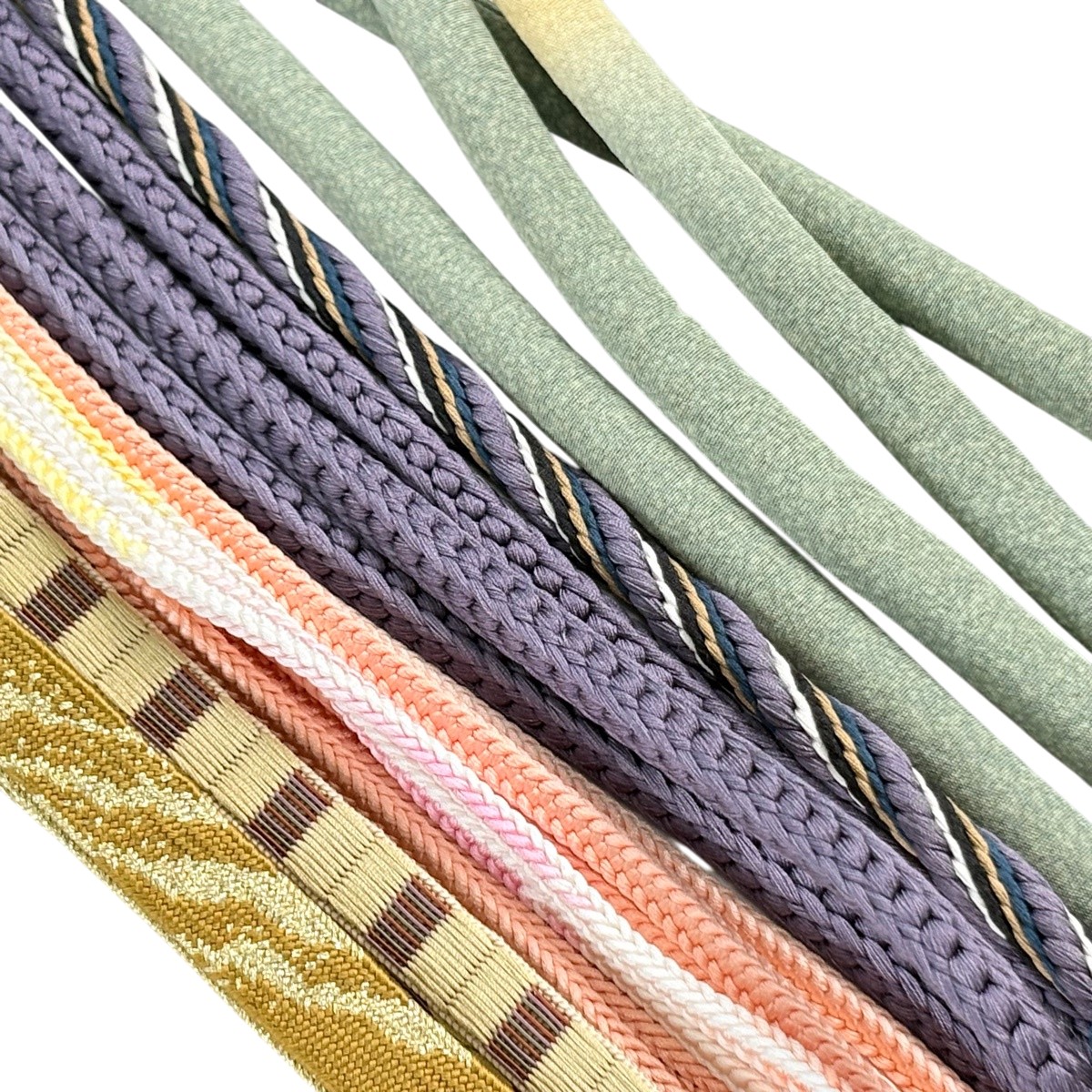 帯締め 優品 帯締め5本セット 灰緑 正絹 和装小物 【中古】
