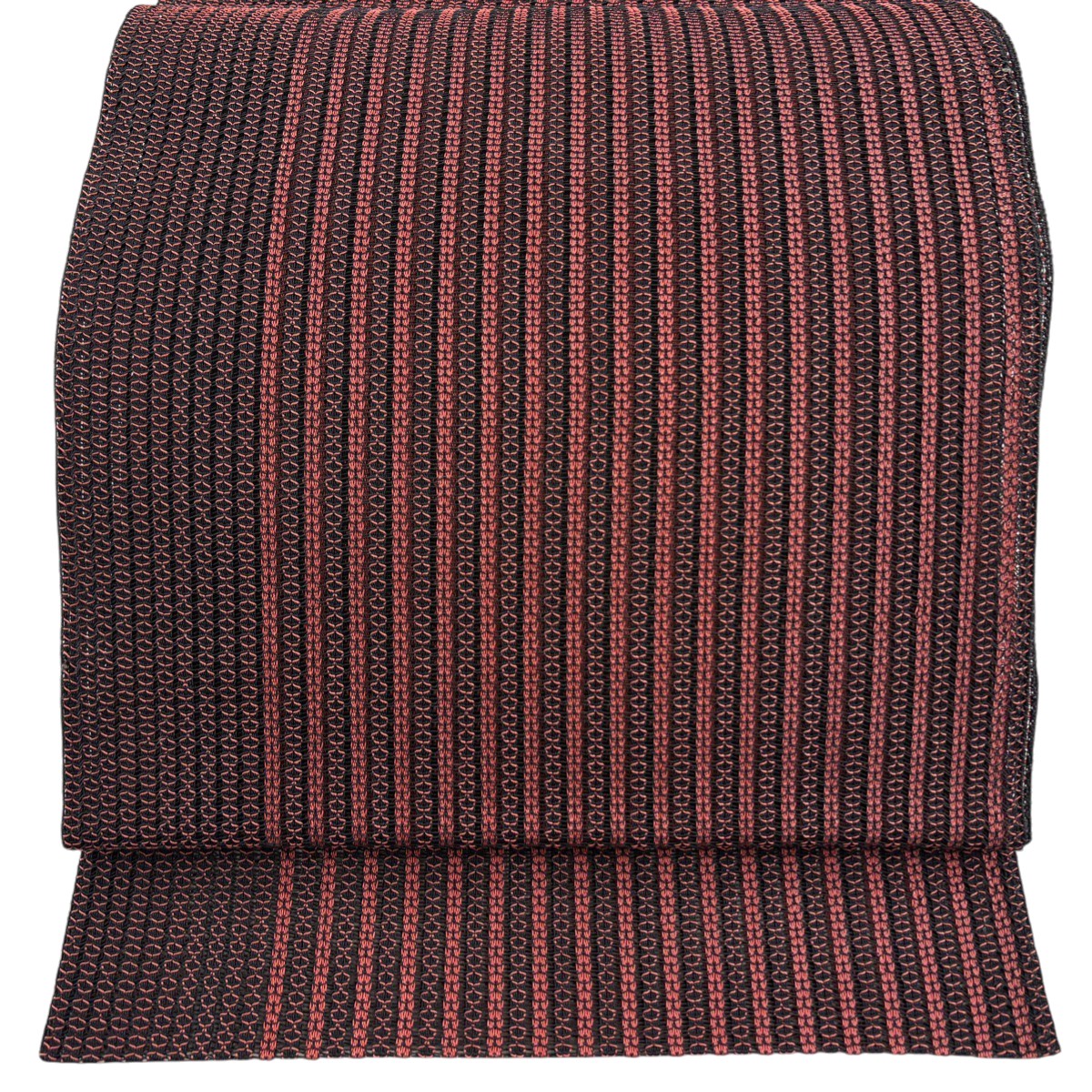 【美品】 名古屋帯 秀品 夏帯 八寸名古屋帯 トンネル仕立て 縞 赤黒 正絹 【中古】 8,732円