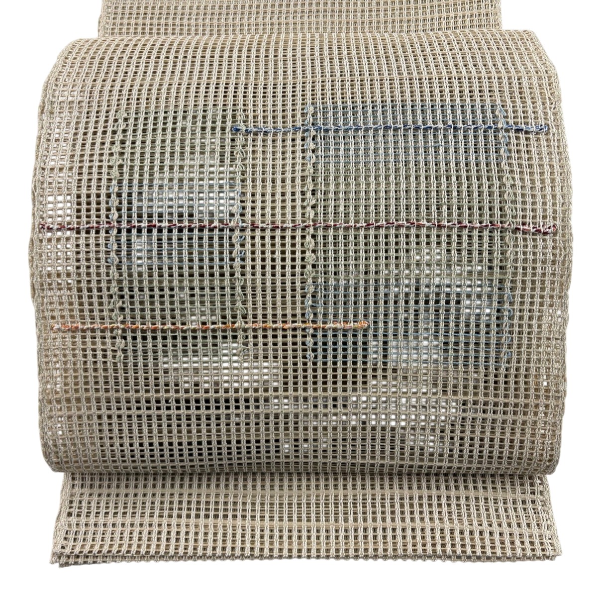 【美品】 名古屋帯 秀品 夏帯 八寸名古屋帯 幾何学 金銀糸 ベージュ 正絹 【中古】