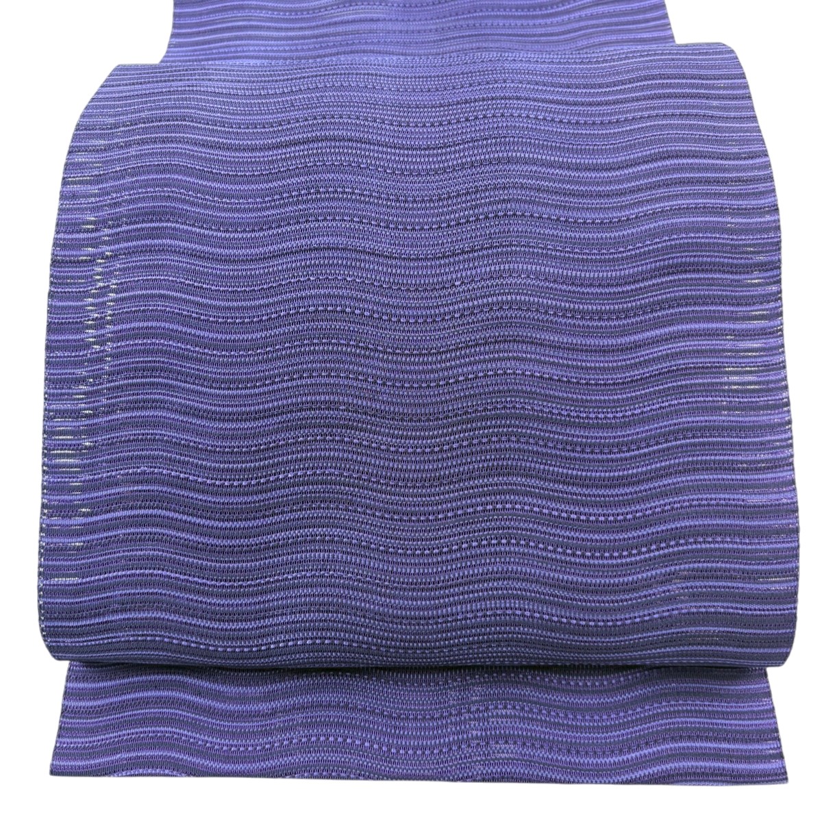 【美品】 名古屋帯 秀品 夏帯 八寸名古屋帯 トンネル仕立て 波 よろけ縞 紫 正絹 【中古】