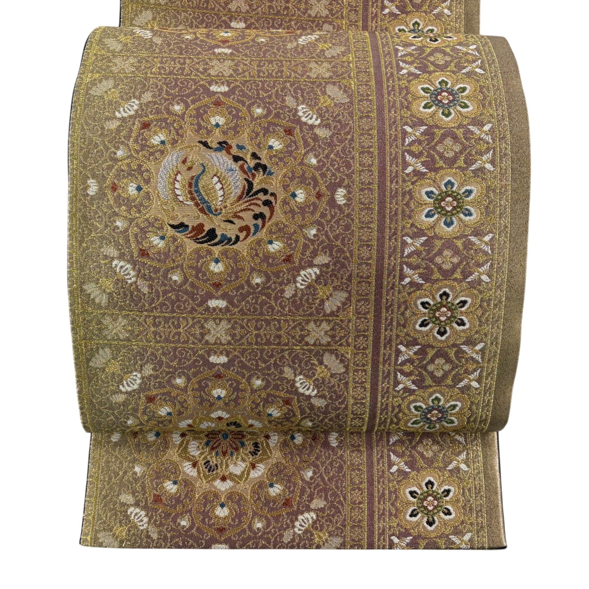 【美品】 袋帯 秀品 華文 鳳凰 金銀糸 箔 金色 六通 正絹 【中古】