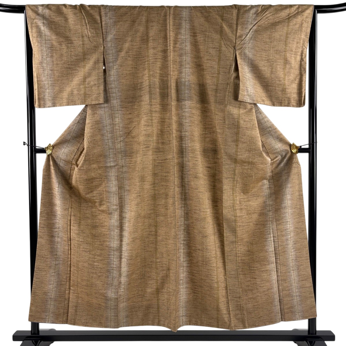 【美品】 紬 身丈155cm 裄丈66cm M 袷 縞 茶色 正絹 名品 【中古】 11,060円