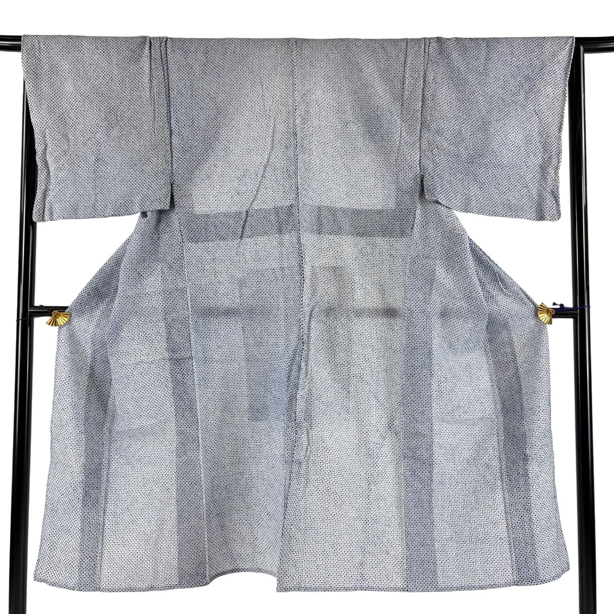 男着物 身丈132cm 裄丈67cm S 絞り浴衣 総絞り 紺色 綿 名品 【中古】