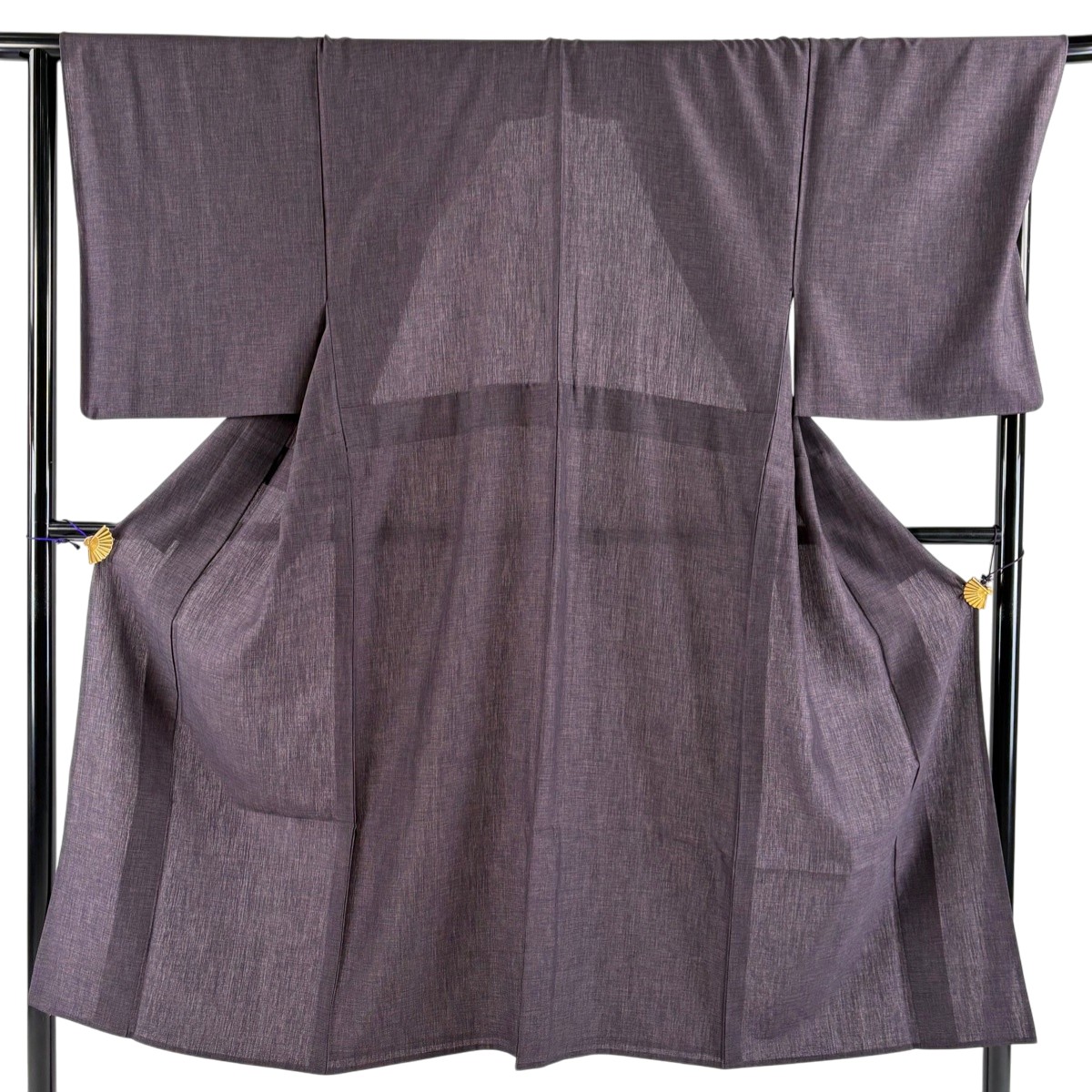 男着物 身丈142.5cm 裄丈68cm M 単衣 英 灰紫 化繊 秀品 【中古】