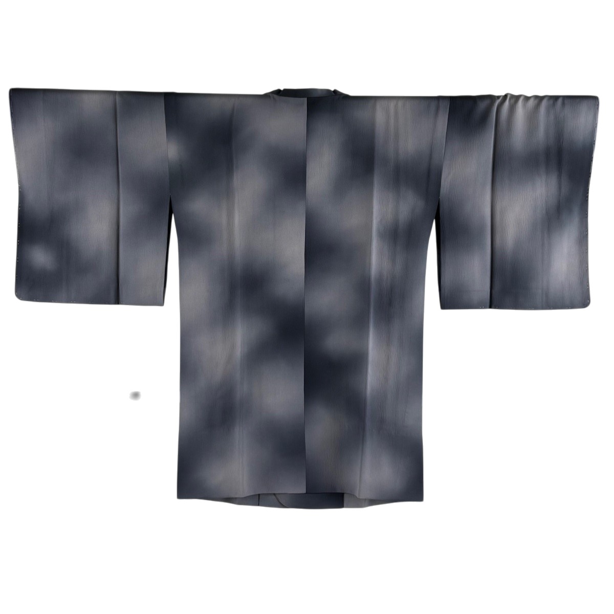 【美品】 道行 身丈87.5cm 裄丈64.5cm M 和装コート 角衿 地紋 ぼかし 灰色 正絹 秀品 【中古】