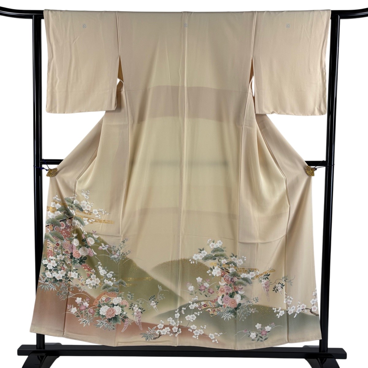 【美品】 色留袖 身丈153cm 裄丈62cm S 袷 松竹梅 几帳 金彩 染め分け 薄黄 正絹 秀品 三つ紋 【中古】