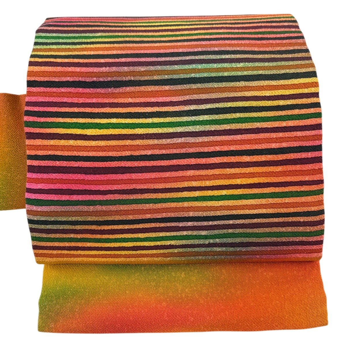 【美品】 名古屋帯 秀品 落款あり 縞 ぼかし 縮緬 赤茶 正絹 【中古】 8,496円