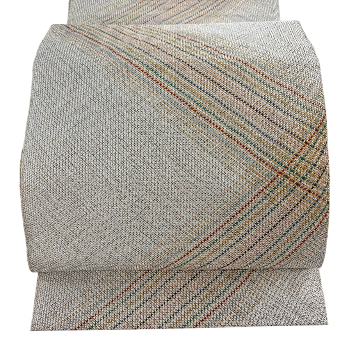 【美品】 名古屋帯 秀品 八寸名古屋帯 松葉仕立て 斜縞 金銀糸 灰白 正絹 【中古】