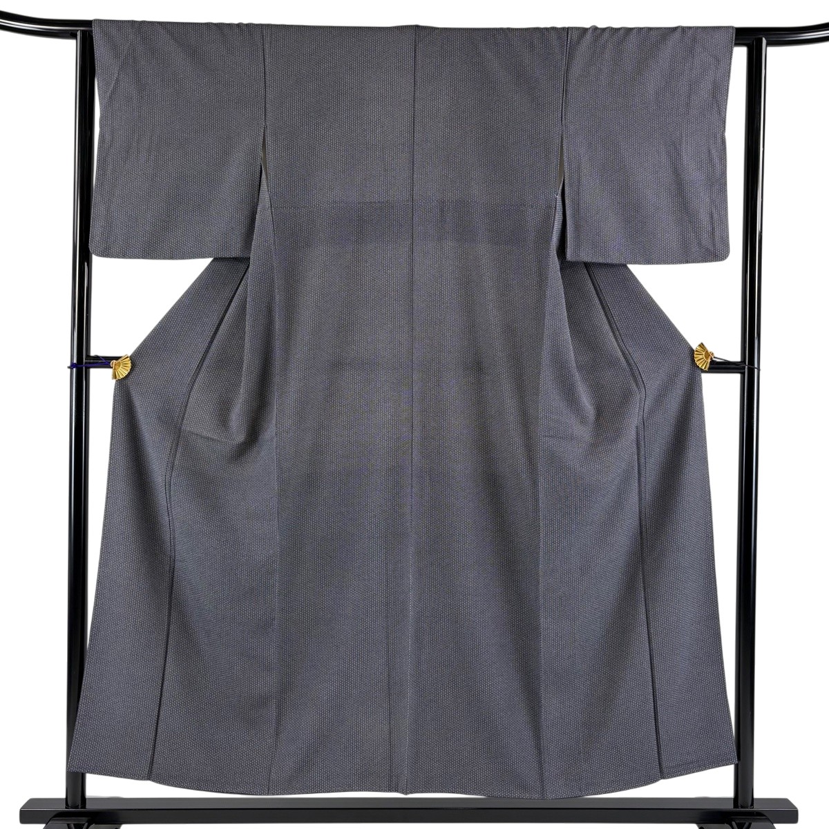 小紋 身丈153cm 裄丈61.5cm S 袷 落款あり 幾何学模様 灰色 正絹 秀品 【中古】