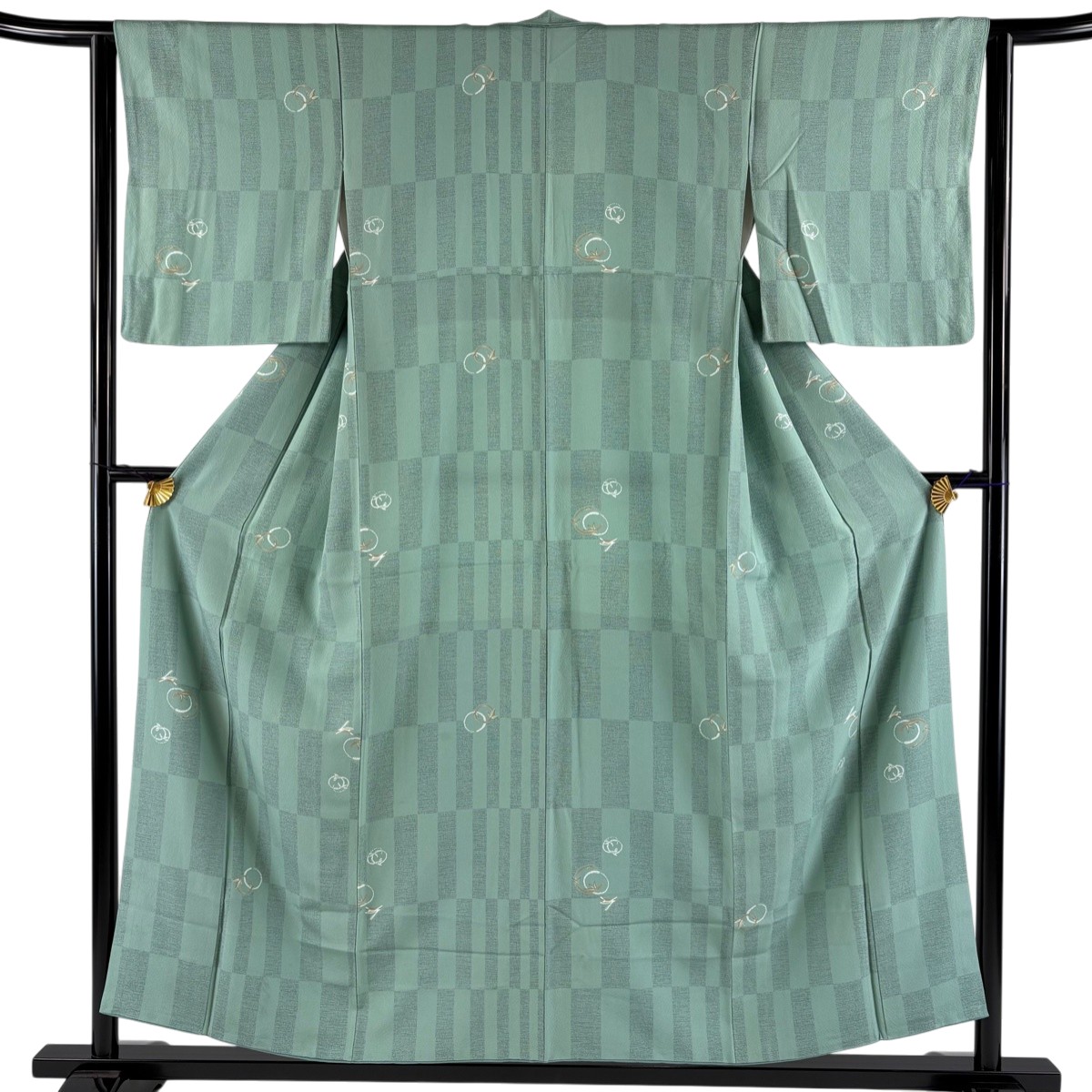 小紋 身丈155cm 裄丈62cm S 袷 花丸文 うさぎ 薄緑 正絹 秀品 【中古】 4,760円