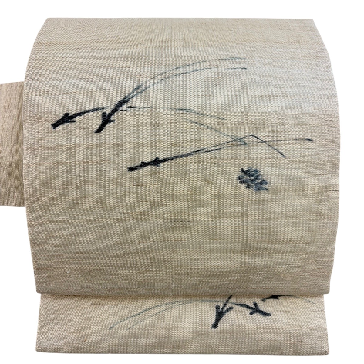 名古屋帯 秀品 夏帯 夏紬地 松葉 ベージュ 正絹 【中古】