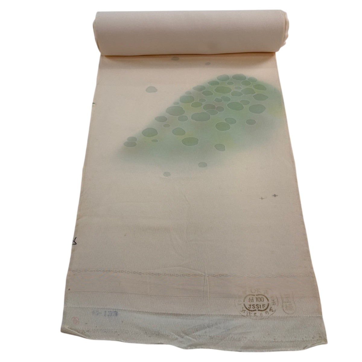 織り地 秀品 付下げ 幾何学学飾りつけ ぼかし サクラ色ベージュ 正絹 【中古】
