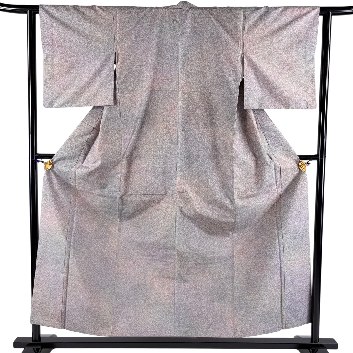 【美品】 小紋 身丈154.5cm 裄丈62cm S 袷 紬地 幾何学 ぼかし 灰紫 正絹 秀品 【中古】