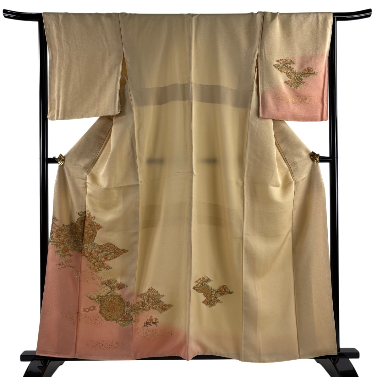 付下げ 身丈158cm 裄丈66cm M 袷 華文 草花 刺繍 金銀彩 薄黄土色 正絹 秀品 【中古】 4,964円