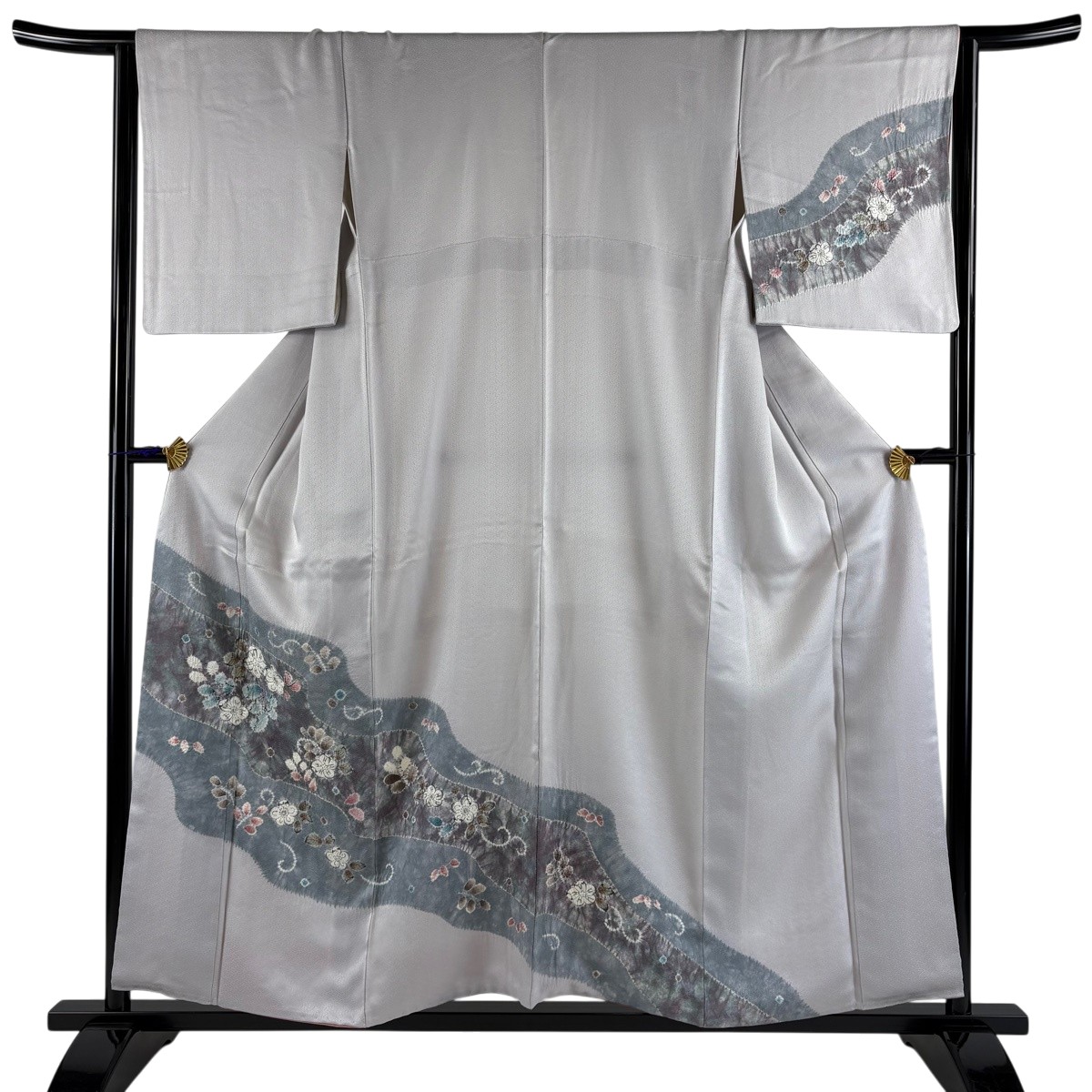 訪問着 身丈156.5cm 裄丈64cm M 袷 辻が花柄 霞 薄紫 正絹 秀品 【中古】