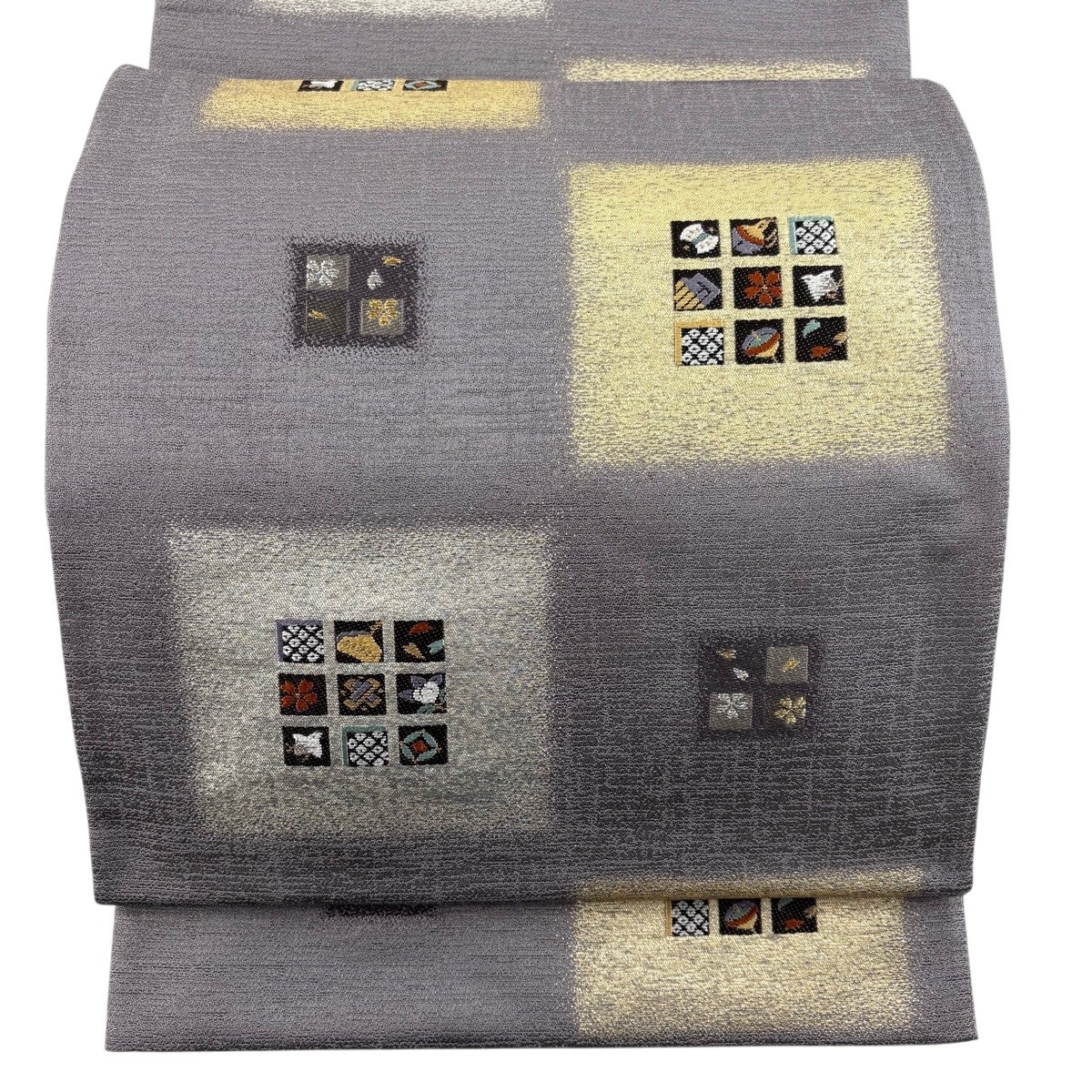 【美品】 袋帯 秀品 透明光風 宝尽くし 千鳥 金銀糸 箔 紫 六通 正絹 【中古】