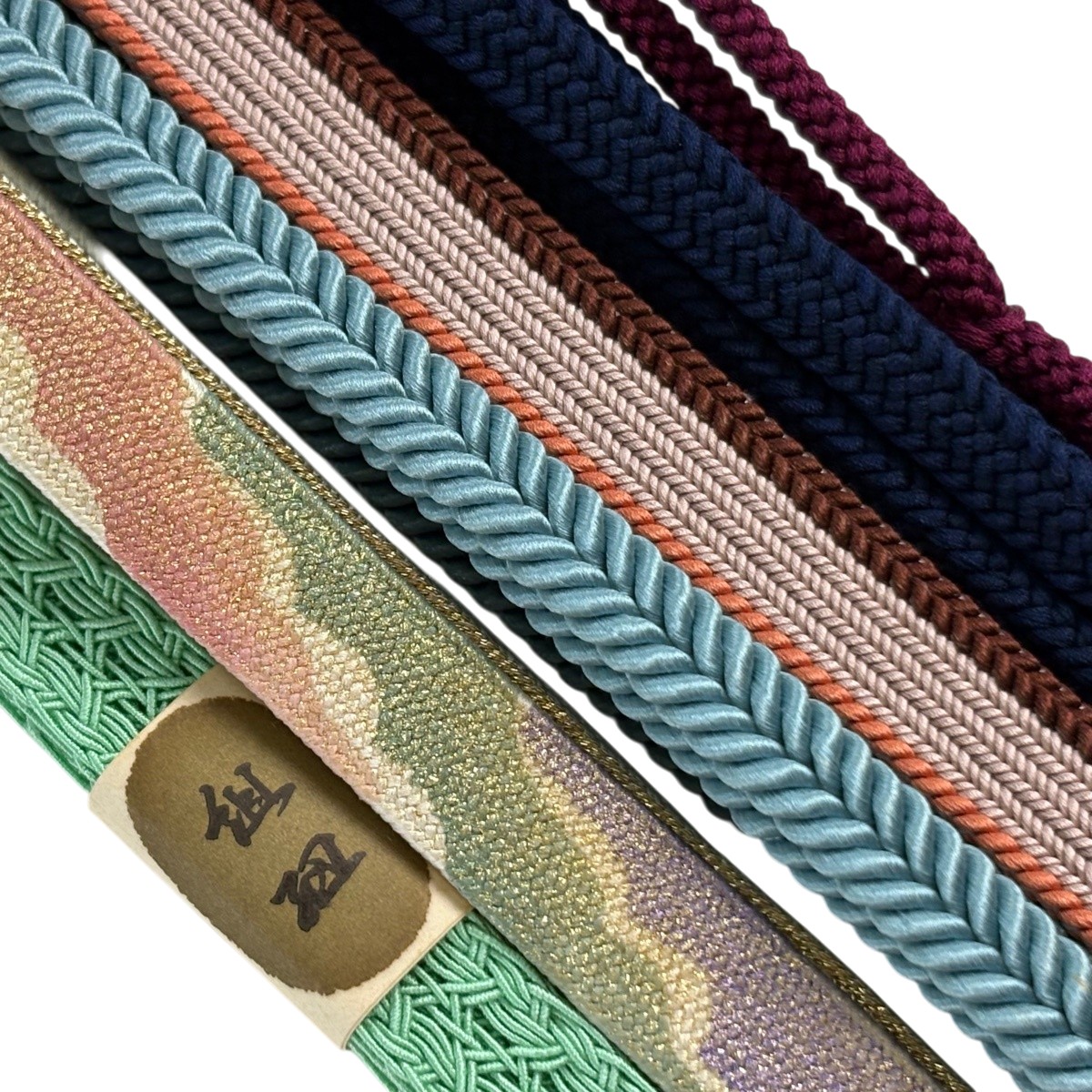 帯締め 優品 帯締め5本セット 灰白 正絹 和装小物 【中古】