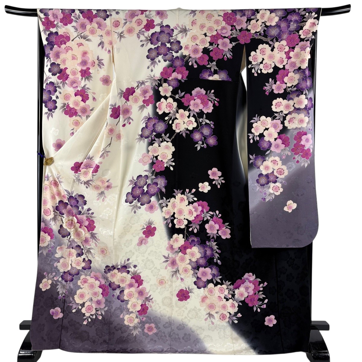 振袖 身たけ172.5糎 裄丈66糎 M 袷 ヒロミチナカノ 桜 地紋 刺しゅう 金彩 皮膚軟化剤 正絹 珠玉 【中古】 msp50