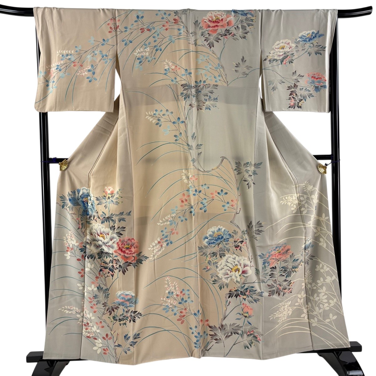 【在庫一掃】 訪問着 身丈160cm 裄丈67.5cm L 袷 落款あり 枝花 萩 ベージュ 正絹 逸品 【中古】|バイセル 店