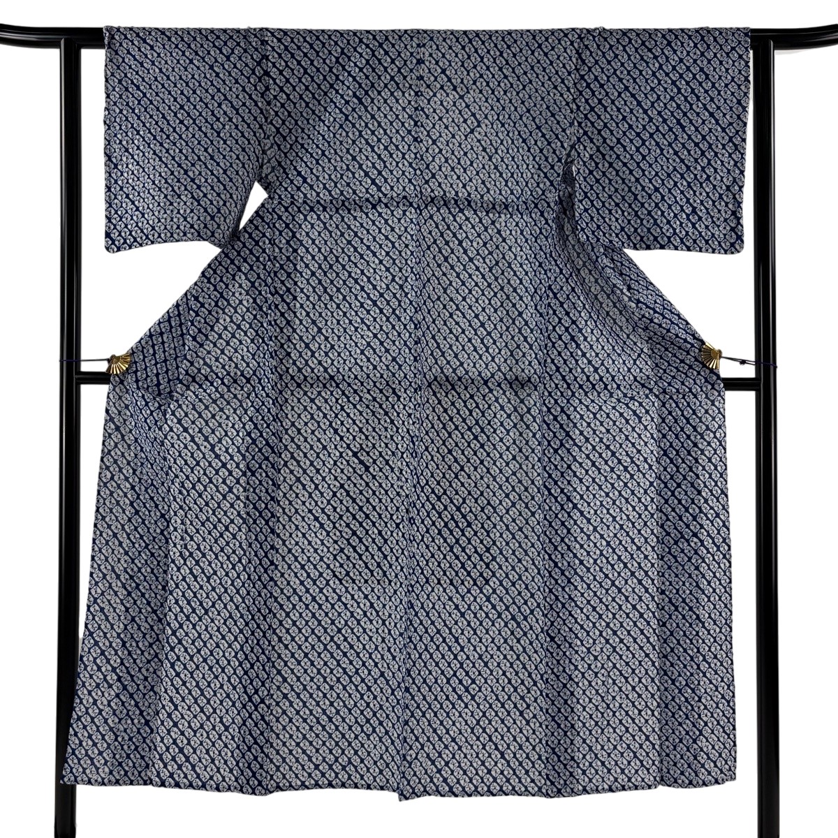 浴衣 身丈148cm 裄丈60.5cm S 絞り浴衣 絞り 紺色 綿 名品 【中古】