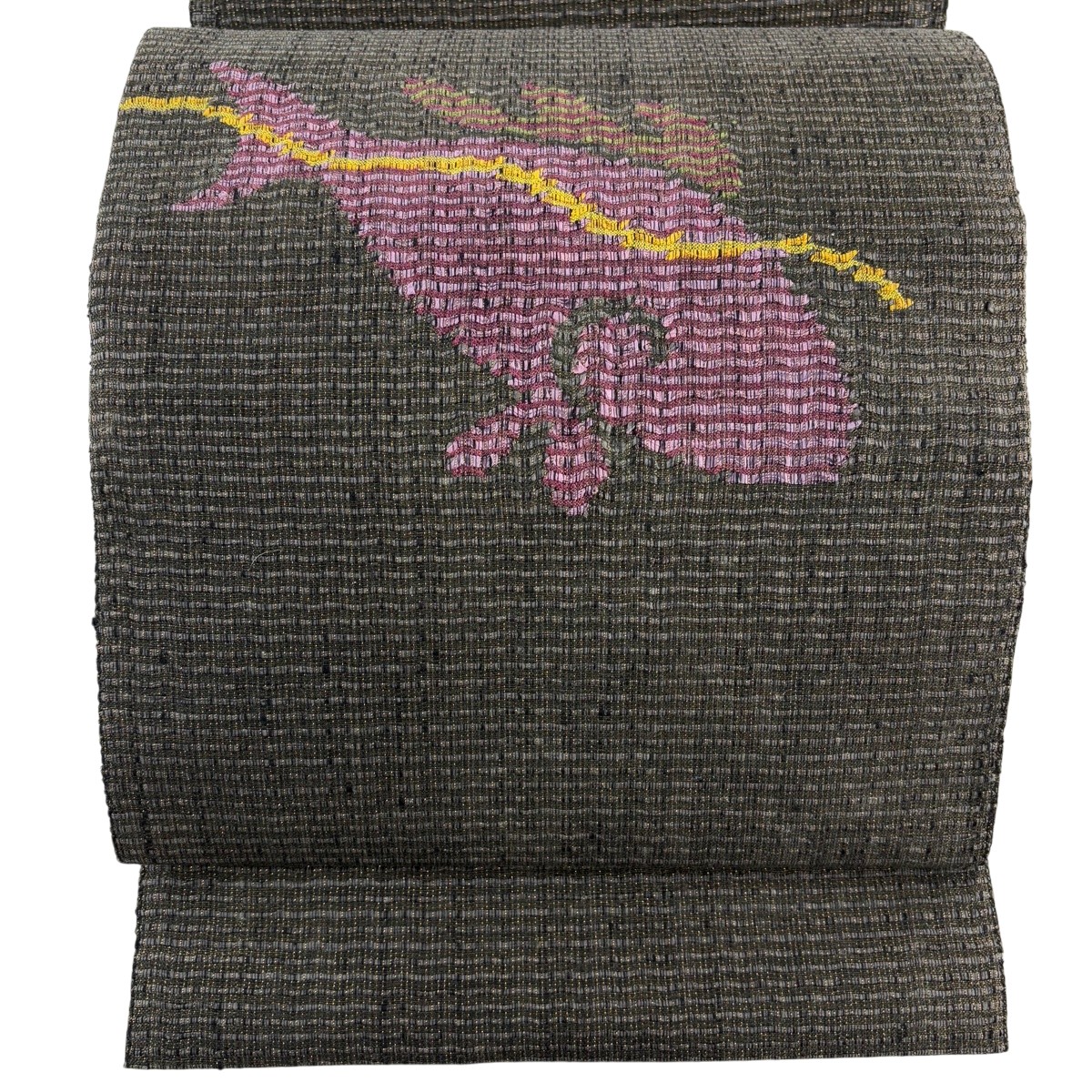 【美品】 名古屋帯 珠玉 八寸名古屋帯 松葉仕立てもの 魚 金糸 墨色 正絹 【中古】 msp30