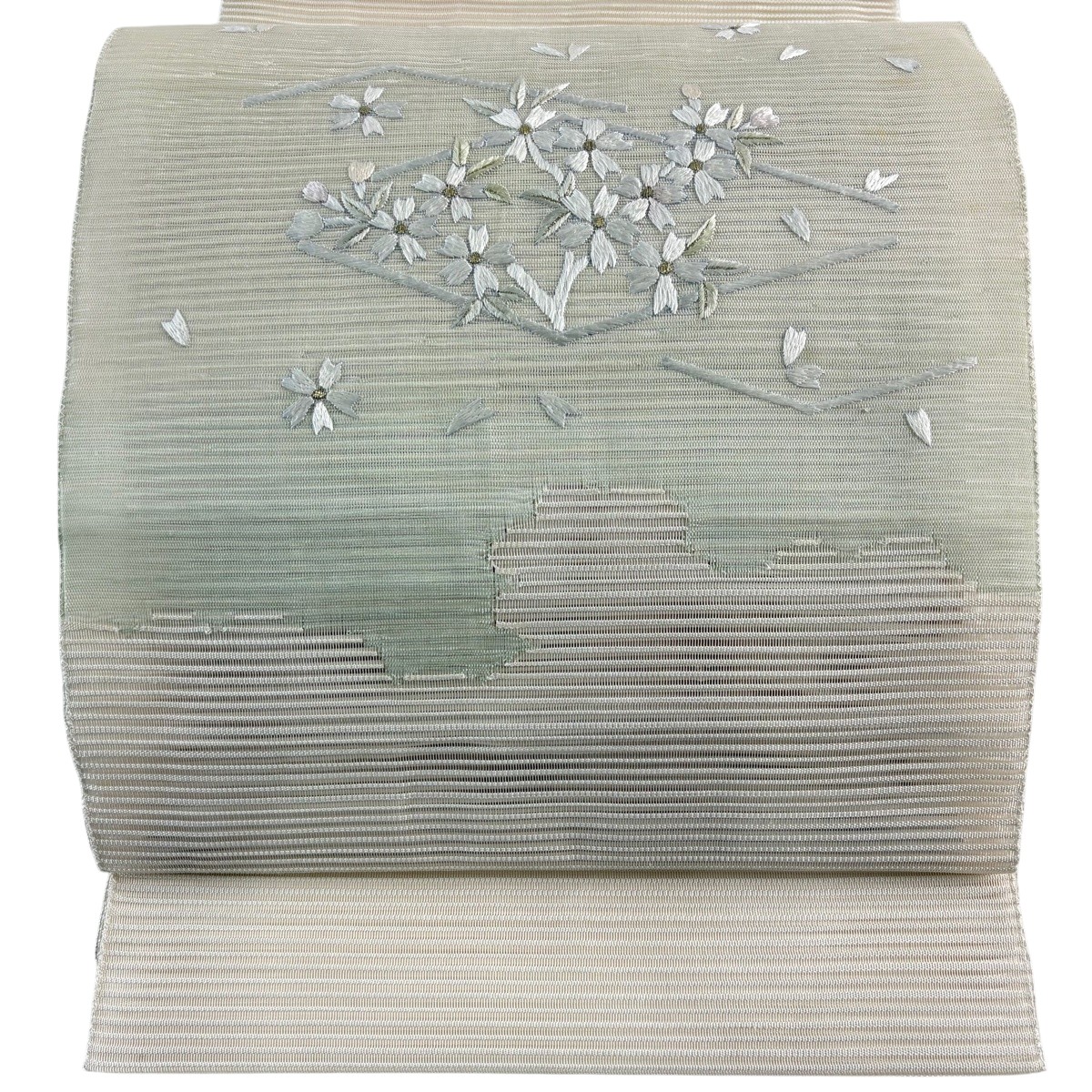 名古屋帯 神品 夏帯 絽 顕花植物 金糸 刺しゅう 皮膚軟化剤 正絹 【中古】 msp50