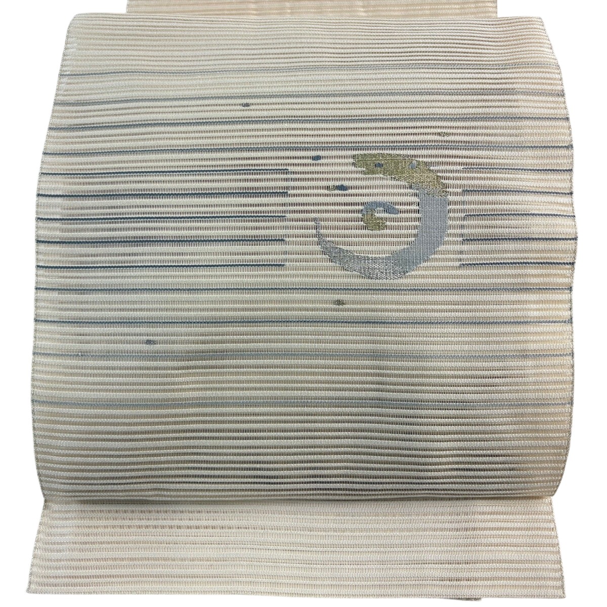 名古屋帯 神品 夏帯 絽 八寸名古屋帯 松葉仕立てもの 縞 木舎密学 現ナマ糸 ベージュ 正絹 【中古】 msp50