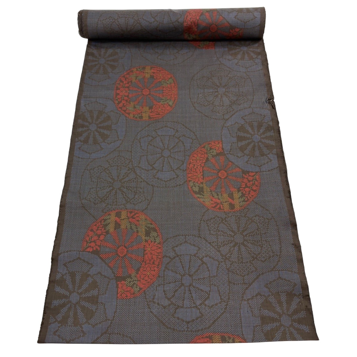 布切れ 秀品 大島紬 証紙 源氏車 顕花植物 紺色 正絹 【中古】 msp30