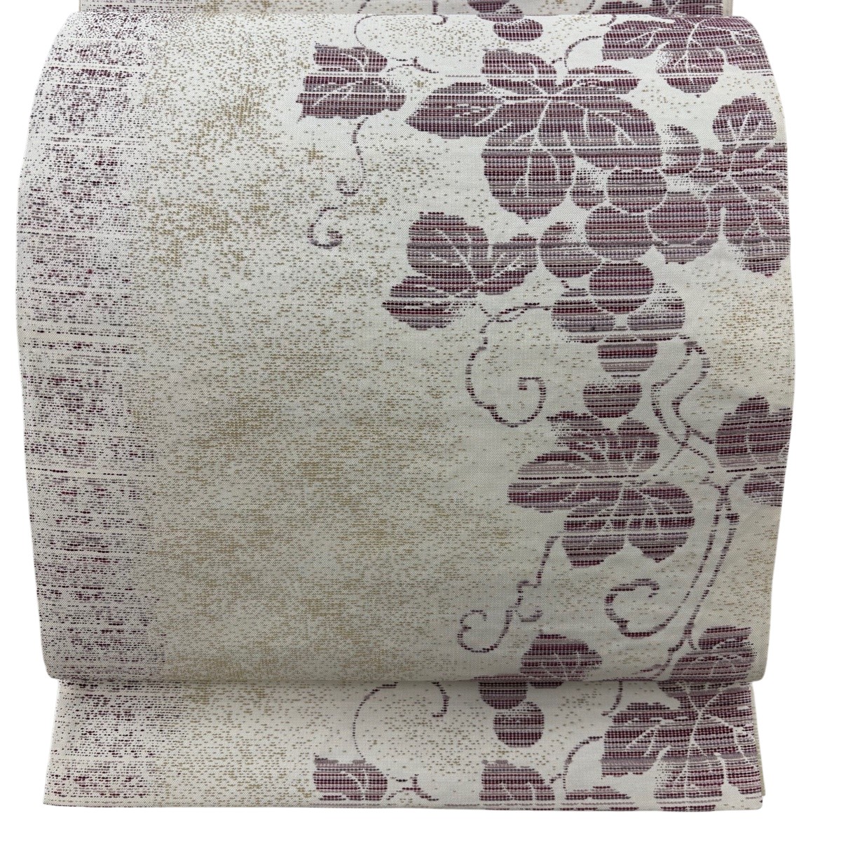 袋帯 神品 紫根染 美濃和紙 グレープ 霞 うす茶色色 六通 正絹 【中古】 msp30