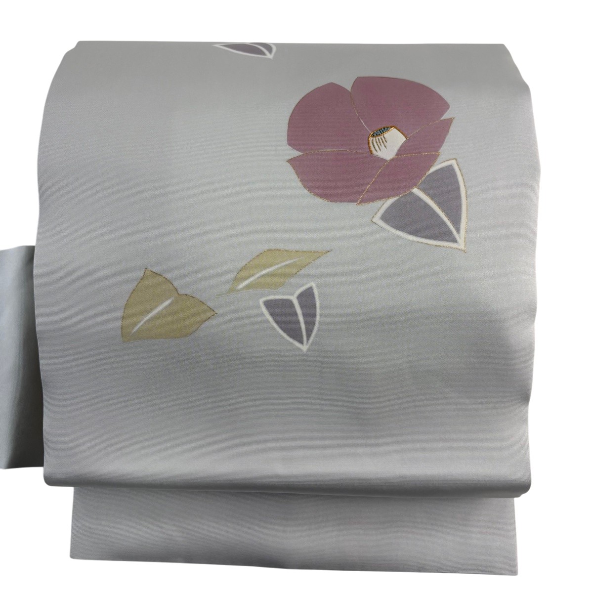 【美品】 名古屋帯 秀品 椿 金糸 金彩 灰色 正絹 【中古】｜バイセル 店