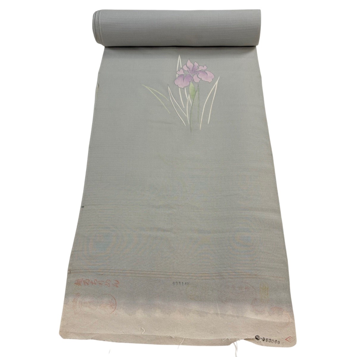 布切れ 秀品 付下げ 薄物 絽 花ショウブ 銀彩 灰緑 正絹 【中古】 msp30