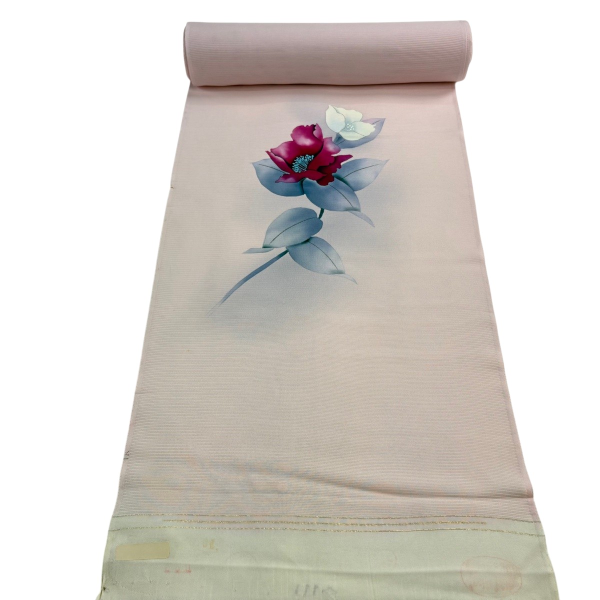 布切れ 秀品 付下げ 薄物 絽 顕花植物 ぼかし 薄さくら色 正絹 【中古】 msp30