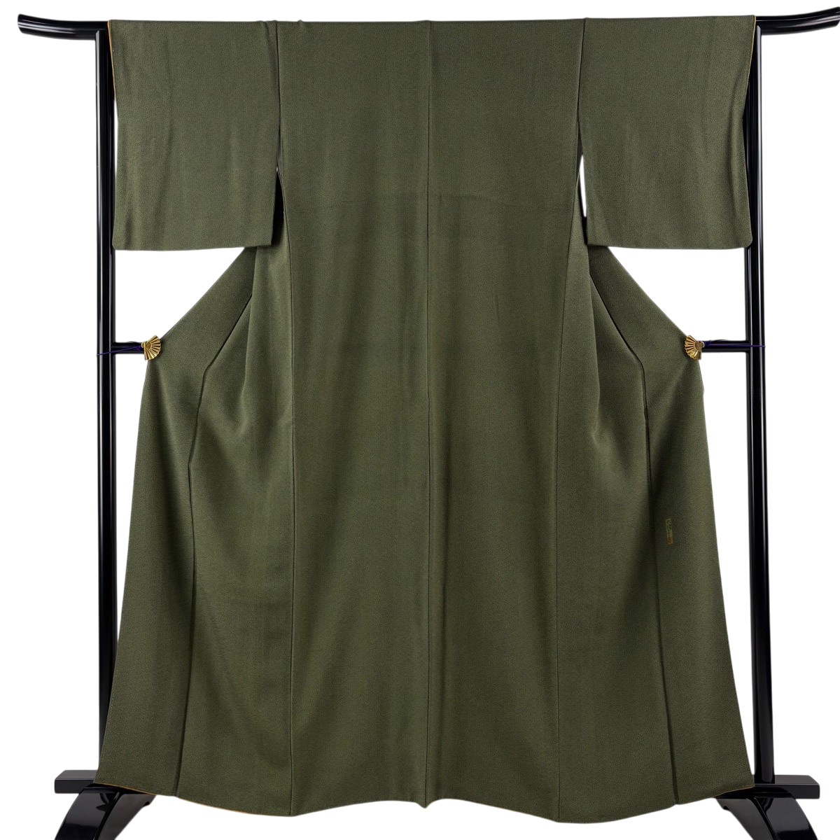【美品】 日本の首都小紋 身の丈160珊 裄丈65.5珊 M 袷 万物の霊長国宝 中村勇二郎 染師 左古義典 草木染 名書きあり 紗綾形 茶緑であること 正絹 珠玉 【中古】 msp29