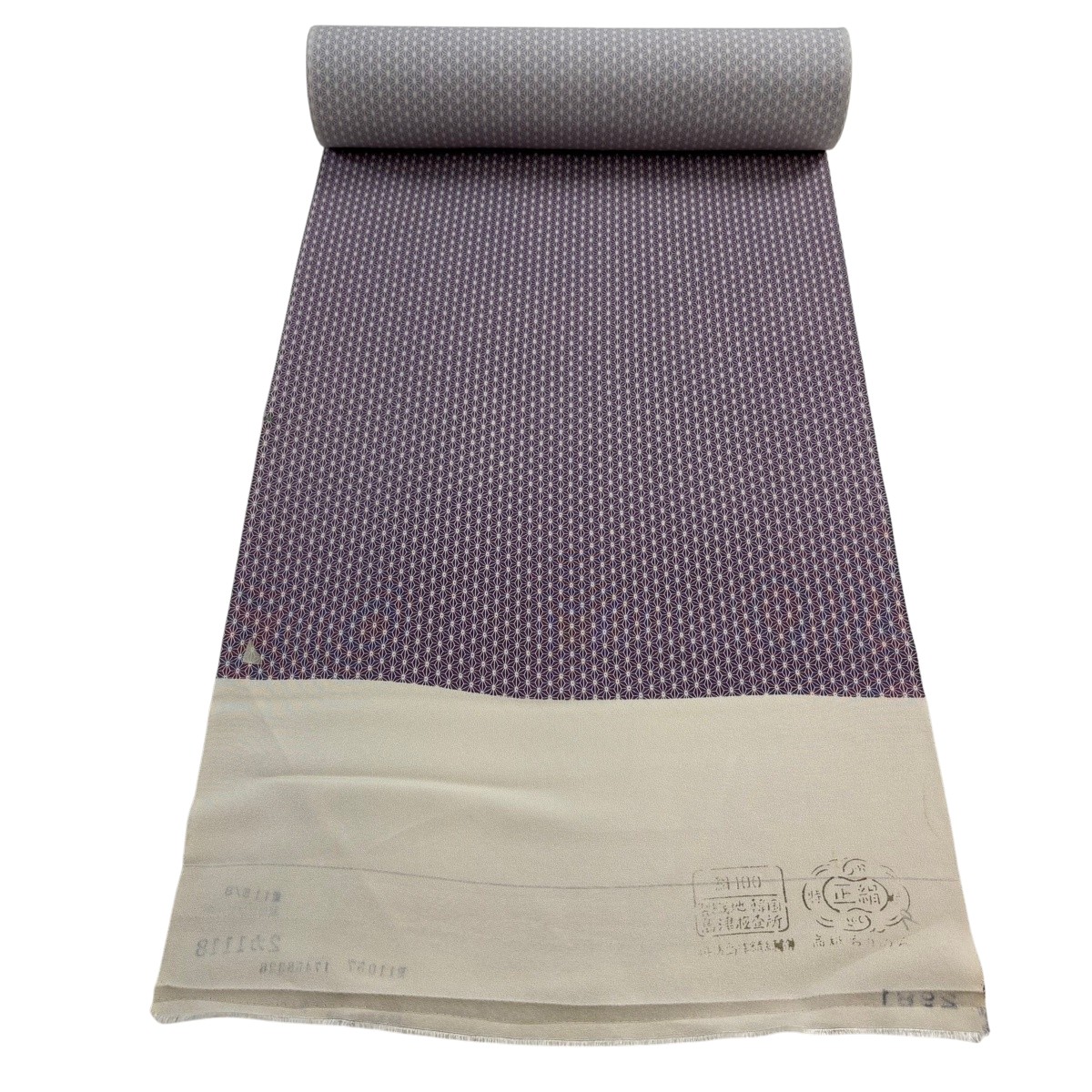 布切れ 秀品 小紋 麻の葉 紫 正絹 【中古】