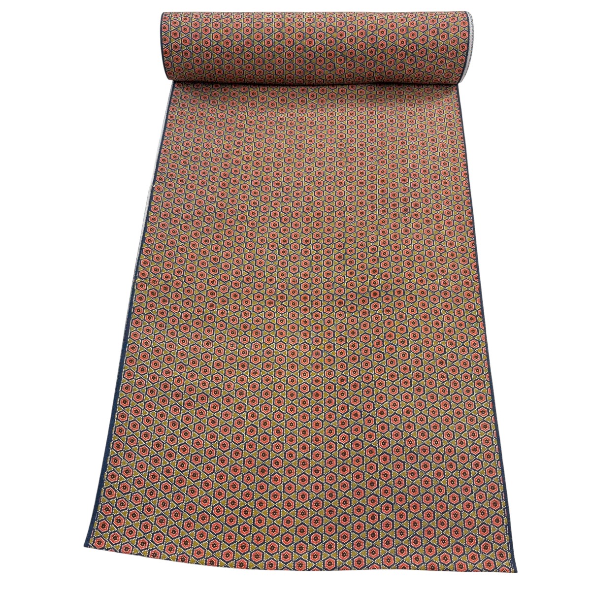 布切れ 秀品 小紋 幾何学学 山吹赤銅色 正絹 【中古】
