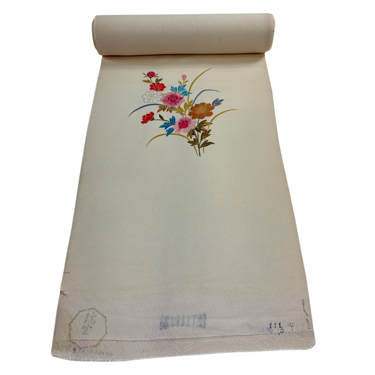 布切れ 秀品 付下げ 名取り草 枝梅 金彩 ベージュ 正絹 【中古】