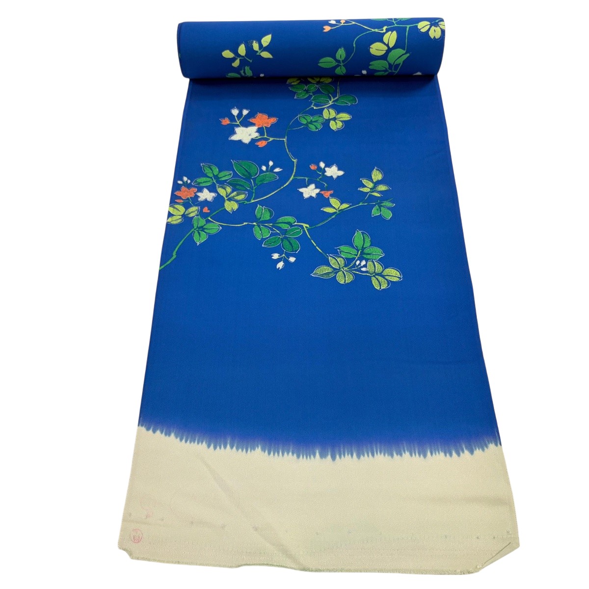 布切れ 秀品 小紋 顕花植物 青 正絹 【中古】