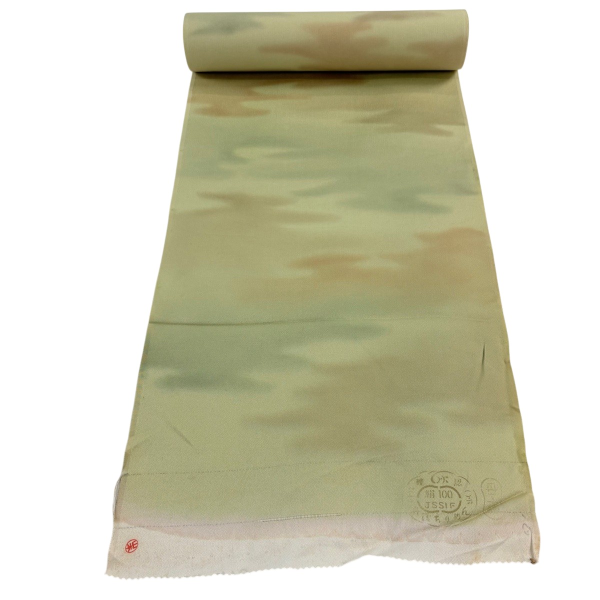 布切れ 秀品 小紋 霞ぼかし 茶緑であること 正絹 【中古】