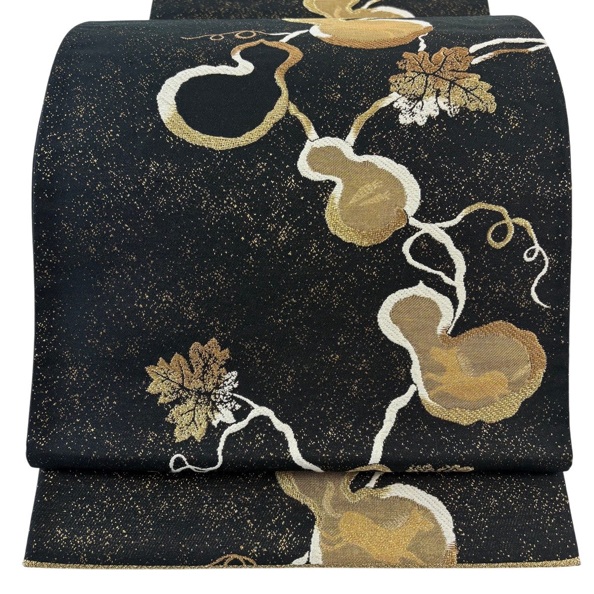 【美品】 袋帯 名篇 瓠 金糸 黒 六通 正絹 【中古】