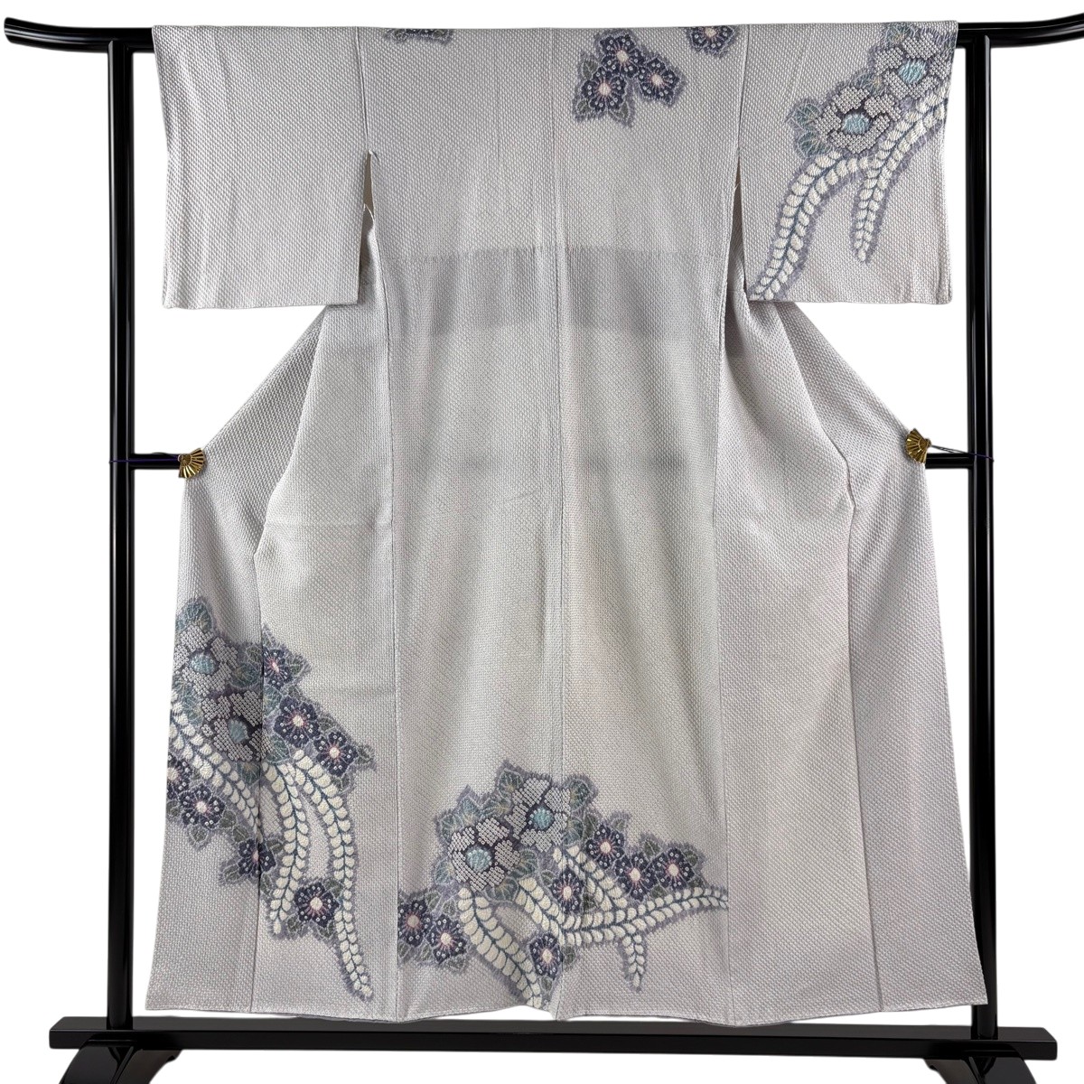 短い訪問着 身の丈153糎 裄丈60.5糎 S 袷 辻が花 薄紫 正絹 珠玉 【中古】