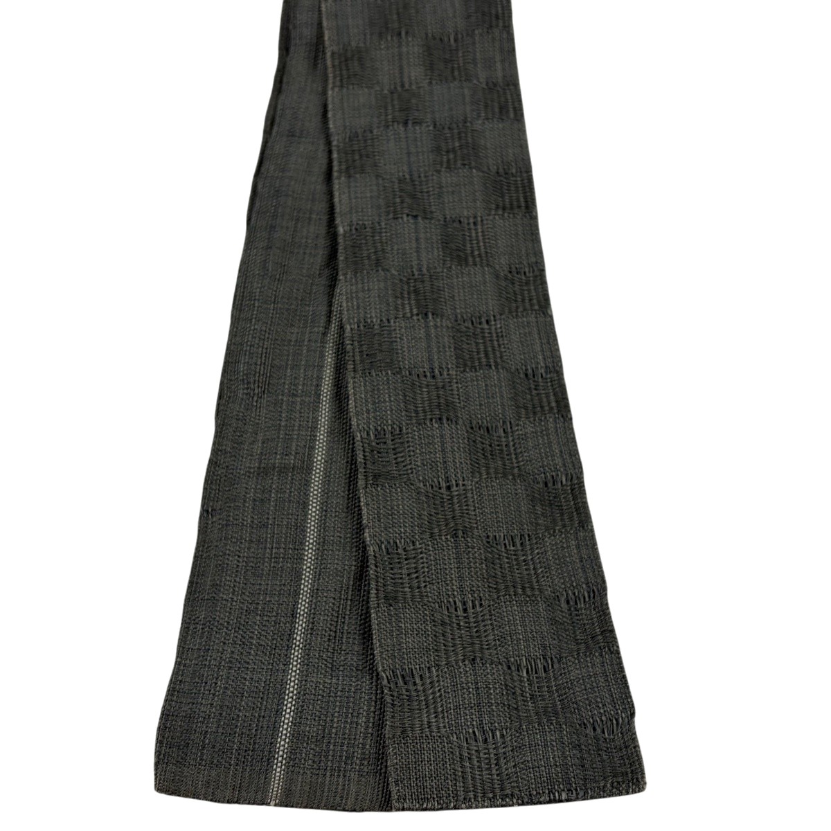 角帯 優品 夏帯 市松 黒灰 麻 【中古】