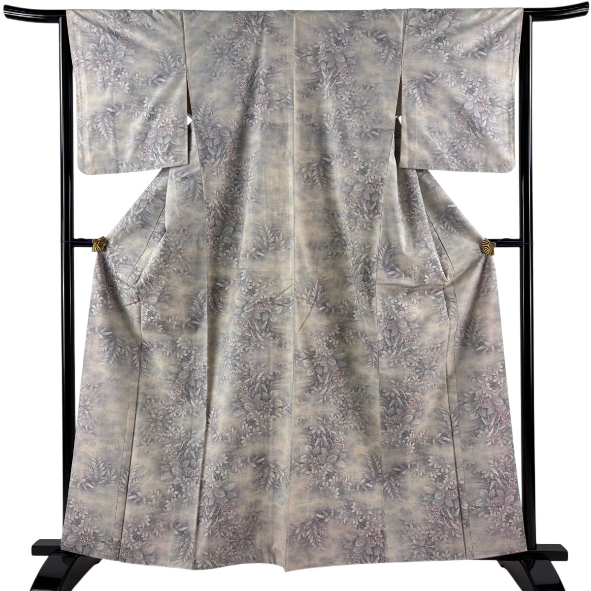 大島紬 身丈161.5cm 裄丈64cm M 袷 名匠たかし 証紙あり 草花 灰紫 正絹 逸品 【中古】｜バイセル 店