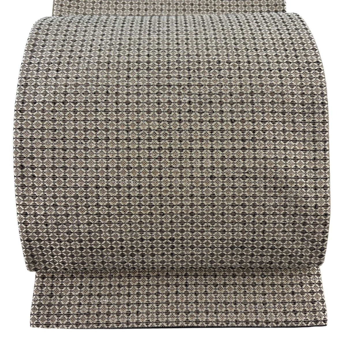 【美品】 袋帯 珠玉 幾何学学 菱透かし彫り 灰茶 全通 正絹 【中古】