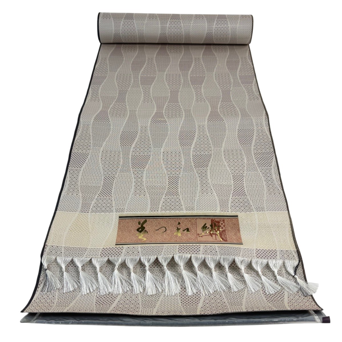 布切れ 秀品 紬 立涌 亀甲絣 灰茶 正絹 【中古】