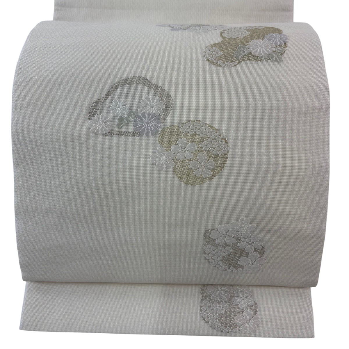 【美品】 袋帯 名篇 夏帯 桜 菊 現ナマ糸 唐織 皮膚軟化剤 六通 正絹 【中古】
