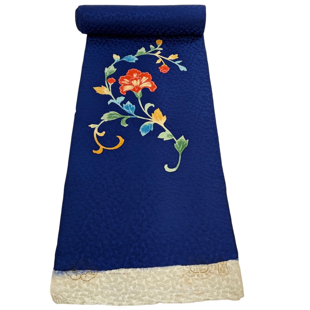 布切れ 秀品 付下げ 花唐草 地紋 青 正絹 【中古】