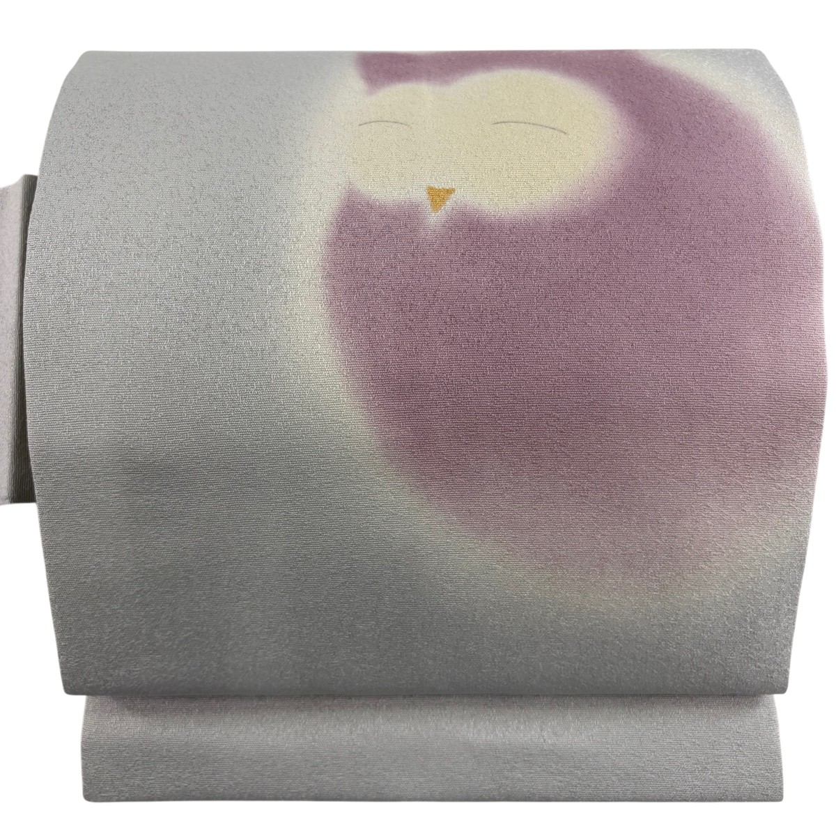 【美品】 名古屋帯 神品 ふくろう 木菟 ぼかし 薄墨色 正絹 【中古】