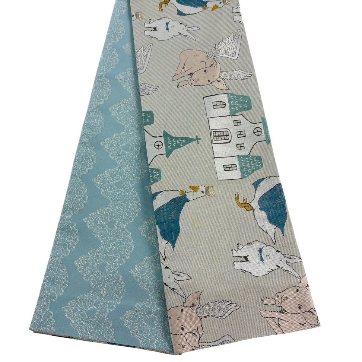 【美品】半幅帯 秀品 毛の荒物 営造物 灰茶 化繊 【中古】
