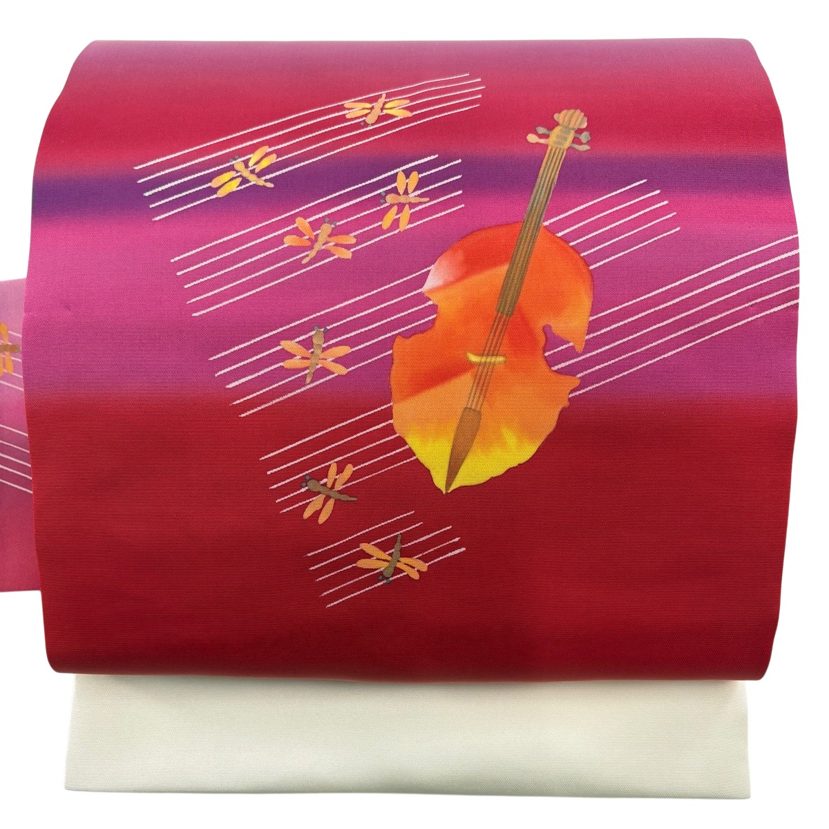 【美品】 名古屋帯 神品 提琴 トンボ 赤 正絹 【中古】